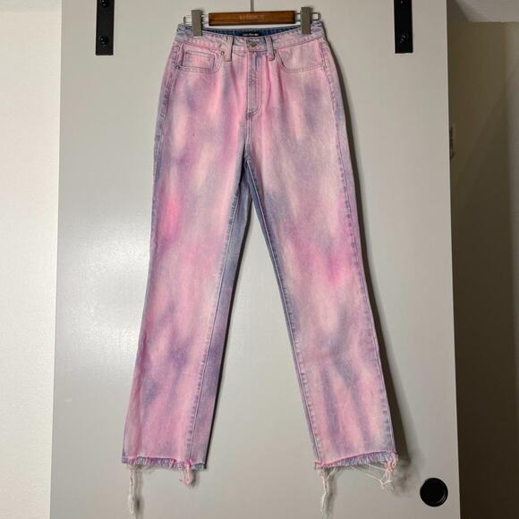 Blue and Pink Painted Jeans - Picture 3 of 5